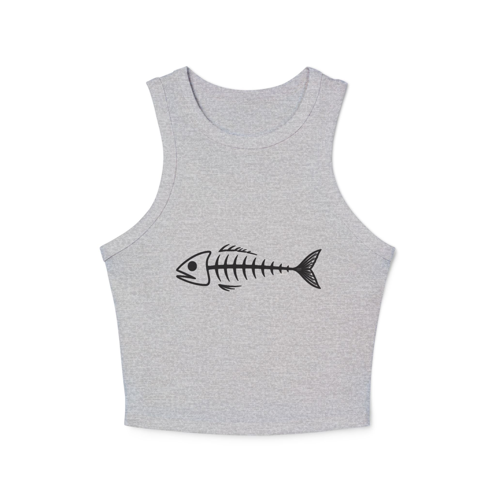 Fish Skeleton Racer Tank Top | Cute Minimalist Coastal Crop for Women