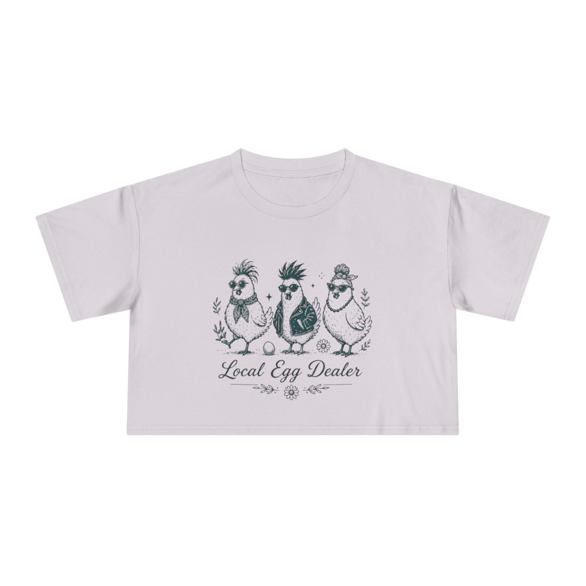 Local Egg Dealer Crop Tee | Cute Chicken Graphic Womens Cropped T‑Shirt