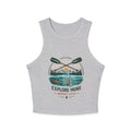 Explore More Racer Tank Top | Womens Outdoor Adventure Crop with "Explore More, Worry Less" Graphic
