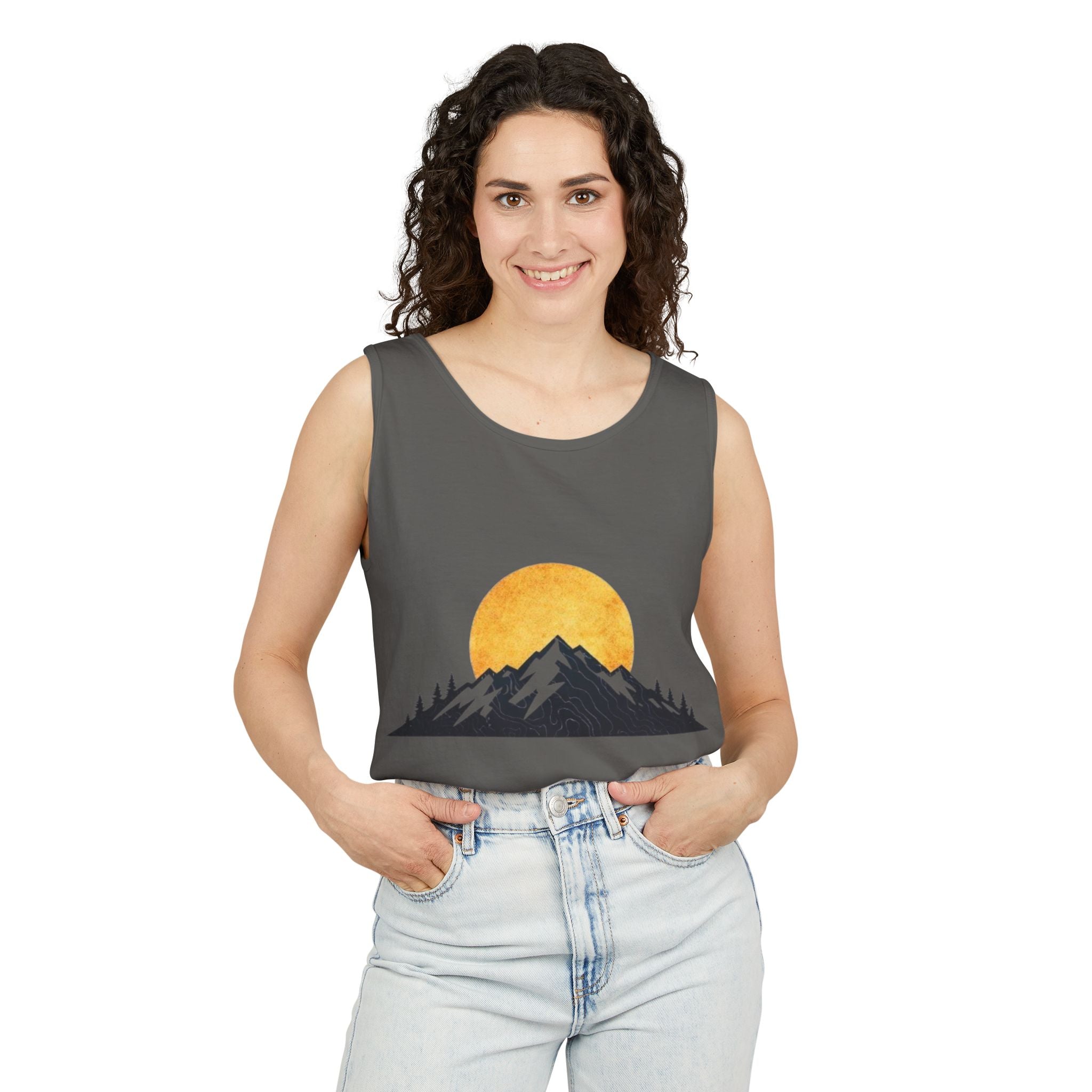 Moon & Mountain Tank | Mountain Landscape Graphic Tank Top