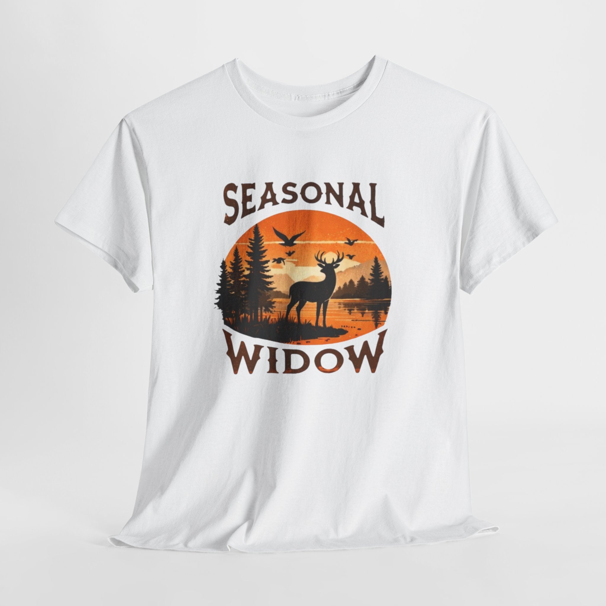 Seasonal Widow Tee | Hunting Wife Deer Sunset Graphic T-Shirt
