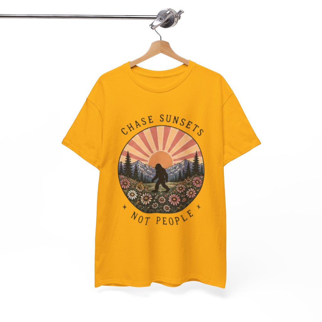 Chase Sunsets Not People Bigfoot Tee