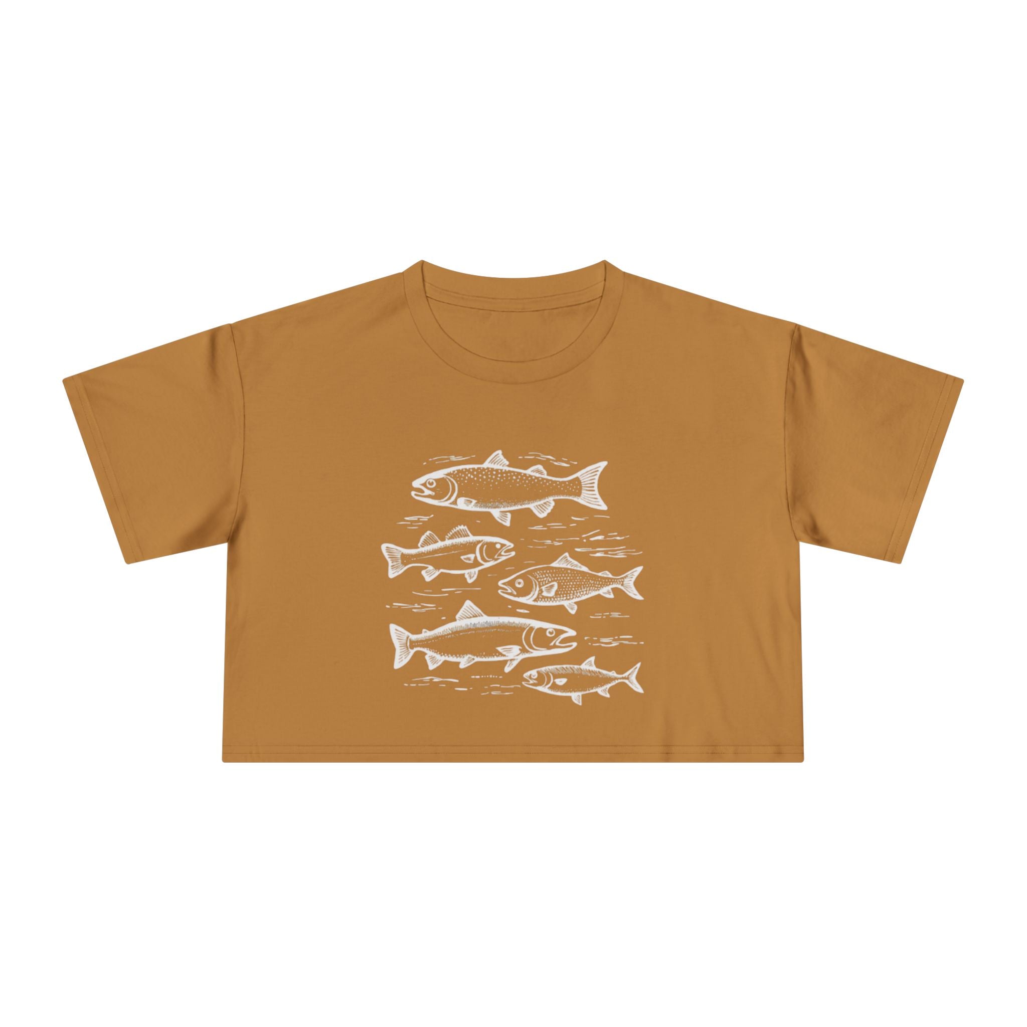 Crop Tee - Vintage Fish Illustration Womens Cropped Tee