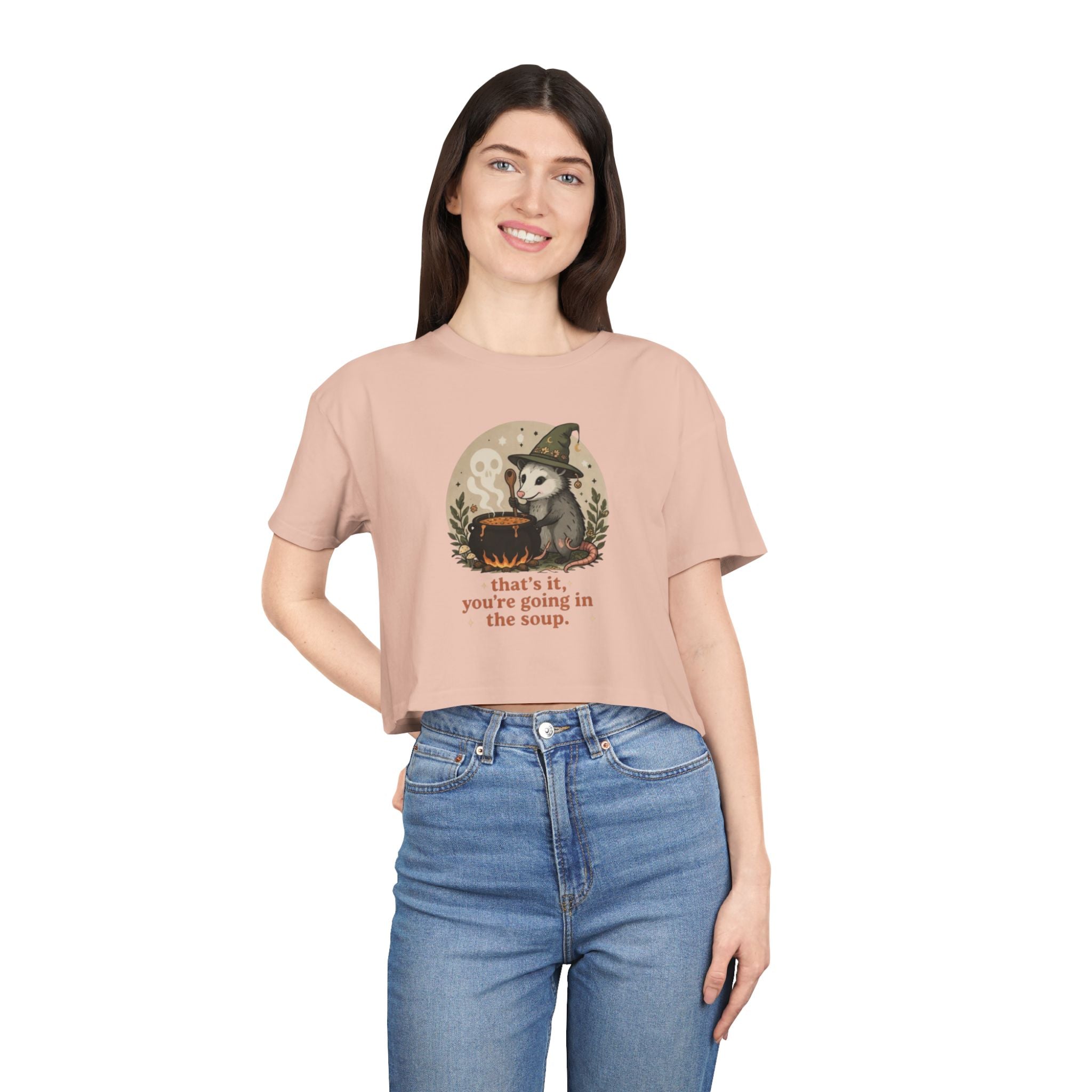 Crop Tee | Witch Cat Cauldron "thats it, youre going in the soup."
