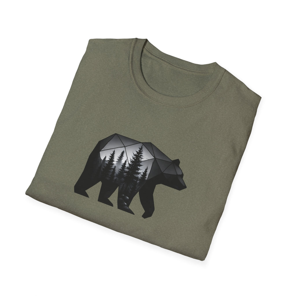 Geometric Bear Forest T-Shirt | Modern Nature Graphic Tee