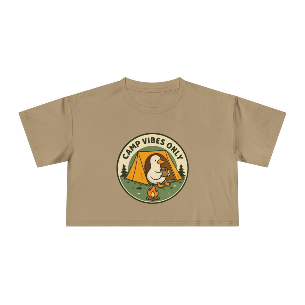 Camp Vibes Only Crop Tee | Cute Camping Goose Graphic