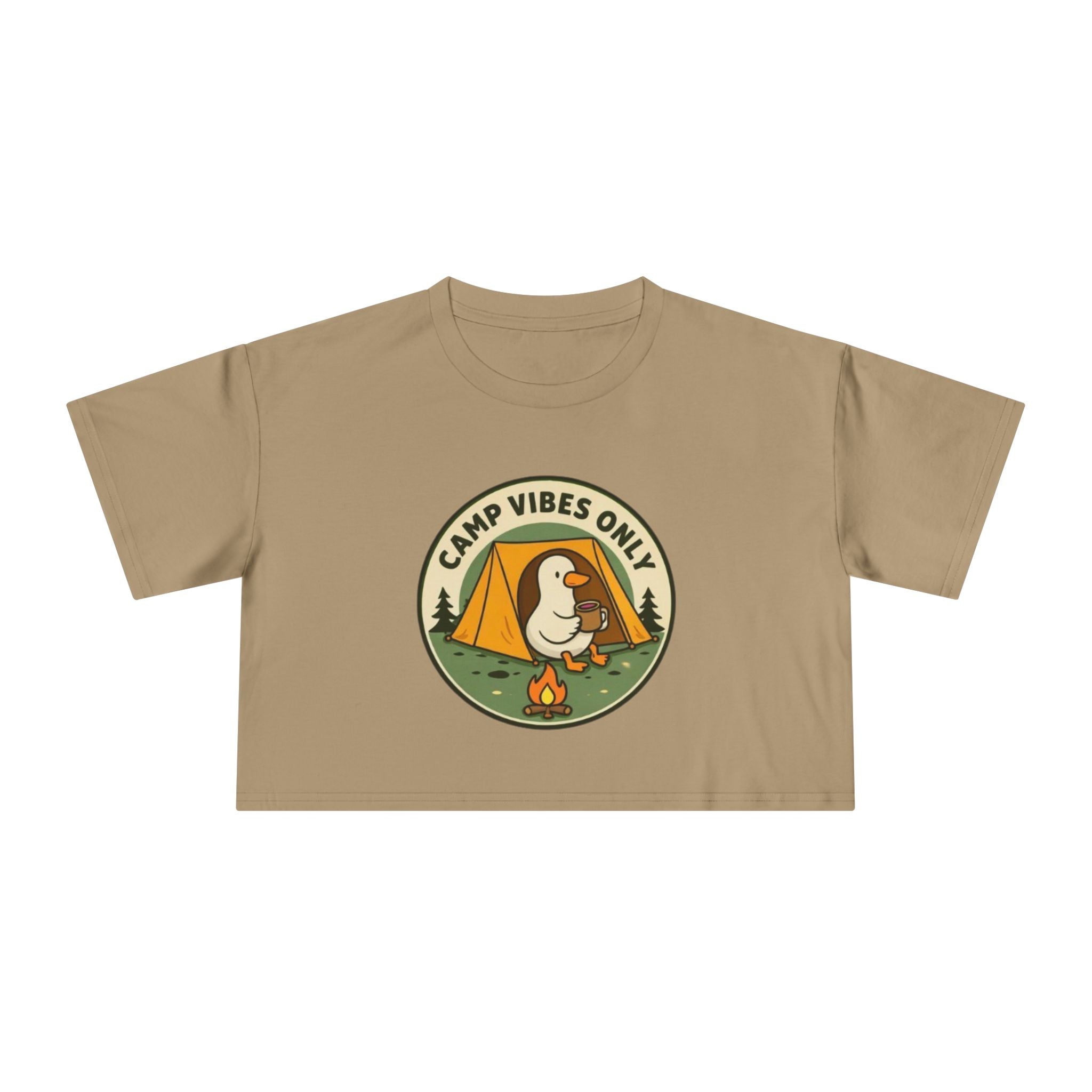 Camp Vibes Only Crop Tee | Cute Camping Goose Graphic