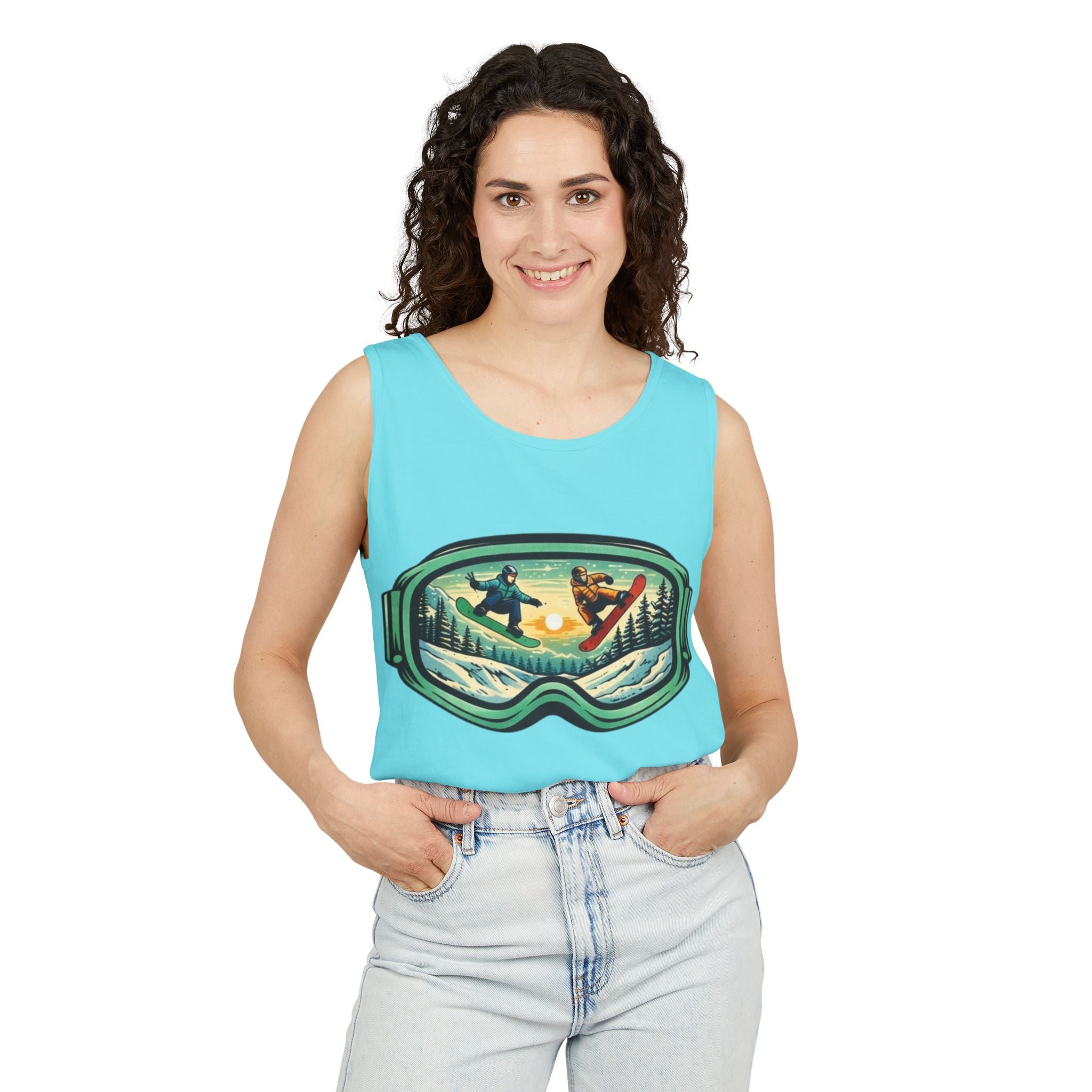 Snowboarding Mountain Goggles Tank Top