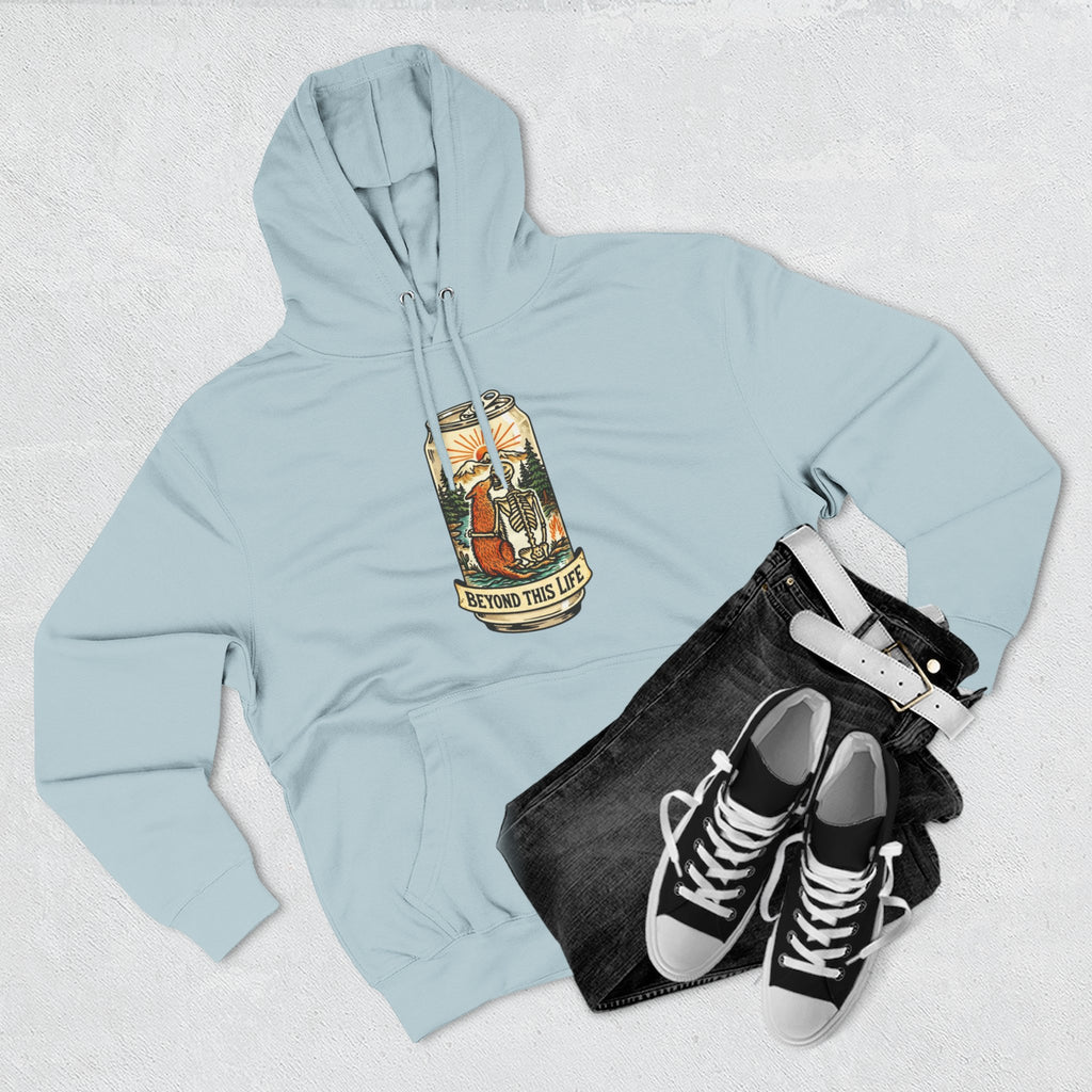 Vintage Skeleton and Dog Camper Hoodie | Beyond This Life Retro Travel Graphic