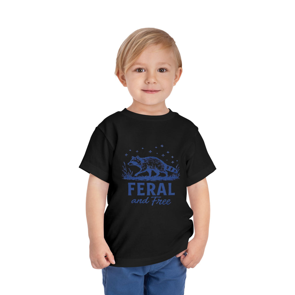 Toddler Tee | "Feral and Free" Raccoon Graphic