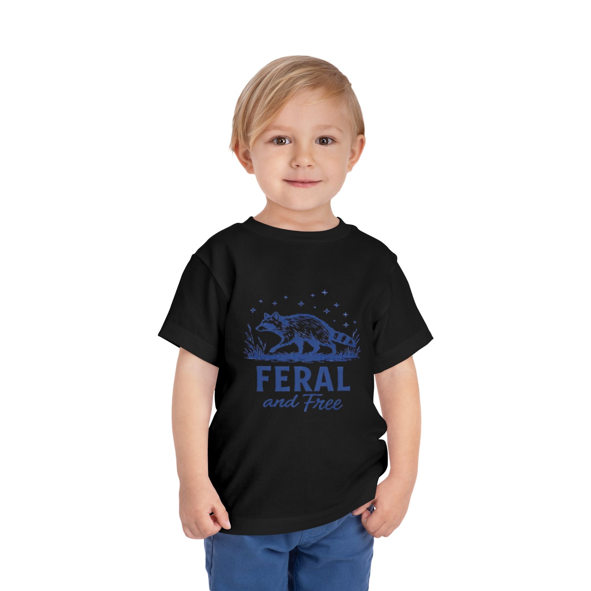 Toddler Tee | "Feral and Free" Raccoon Graphic