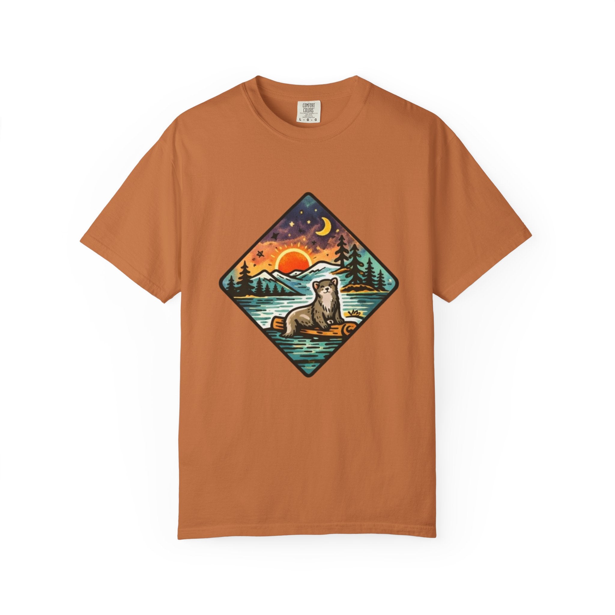 Retro Otter Lake Mountainscape T-Shirt