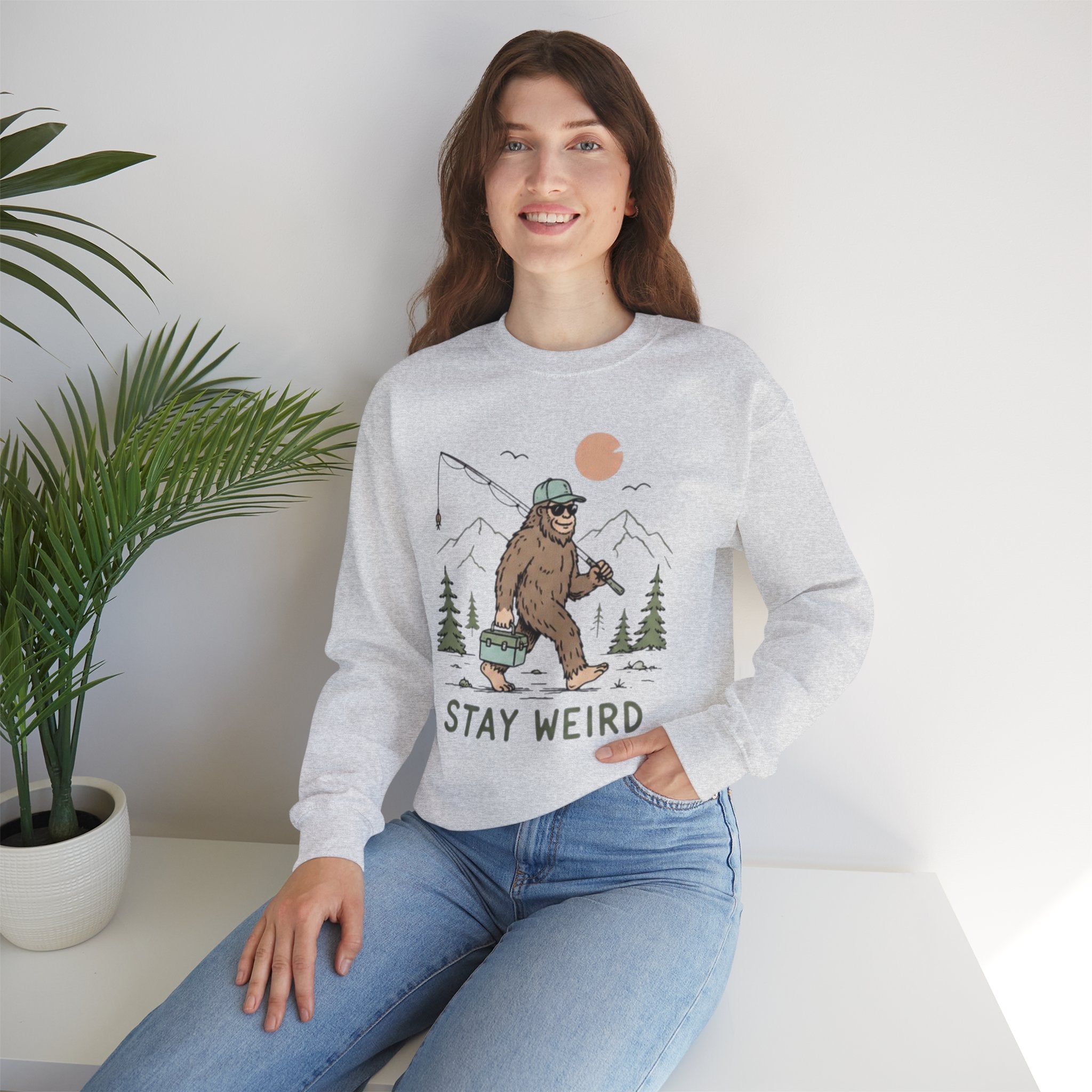 Stay Weird Bigfoot Fishing Sweatshirt