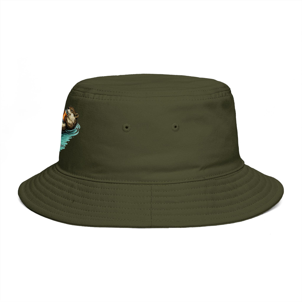 Otter Float Bucket Hat | Cute River Otter Relaxing on Water, Casual Outdoor Sun Hat
