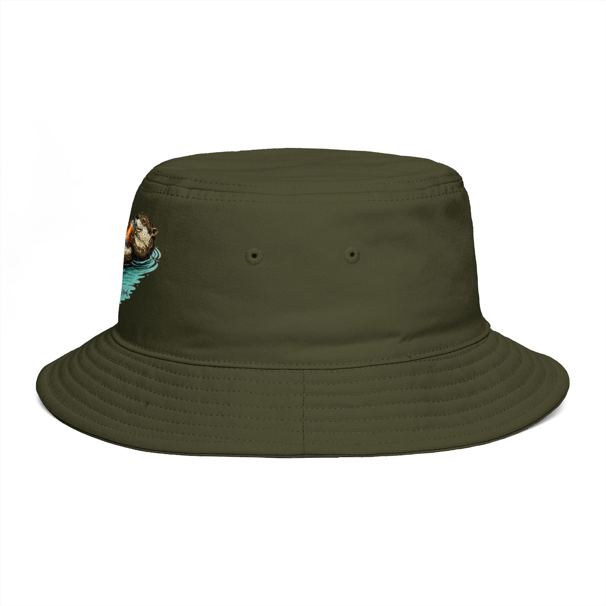 Otter Float Bucket Hat | Cute River Otter Relaxing on Water, Casual Outdoor Sun Hat