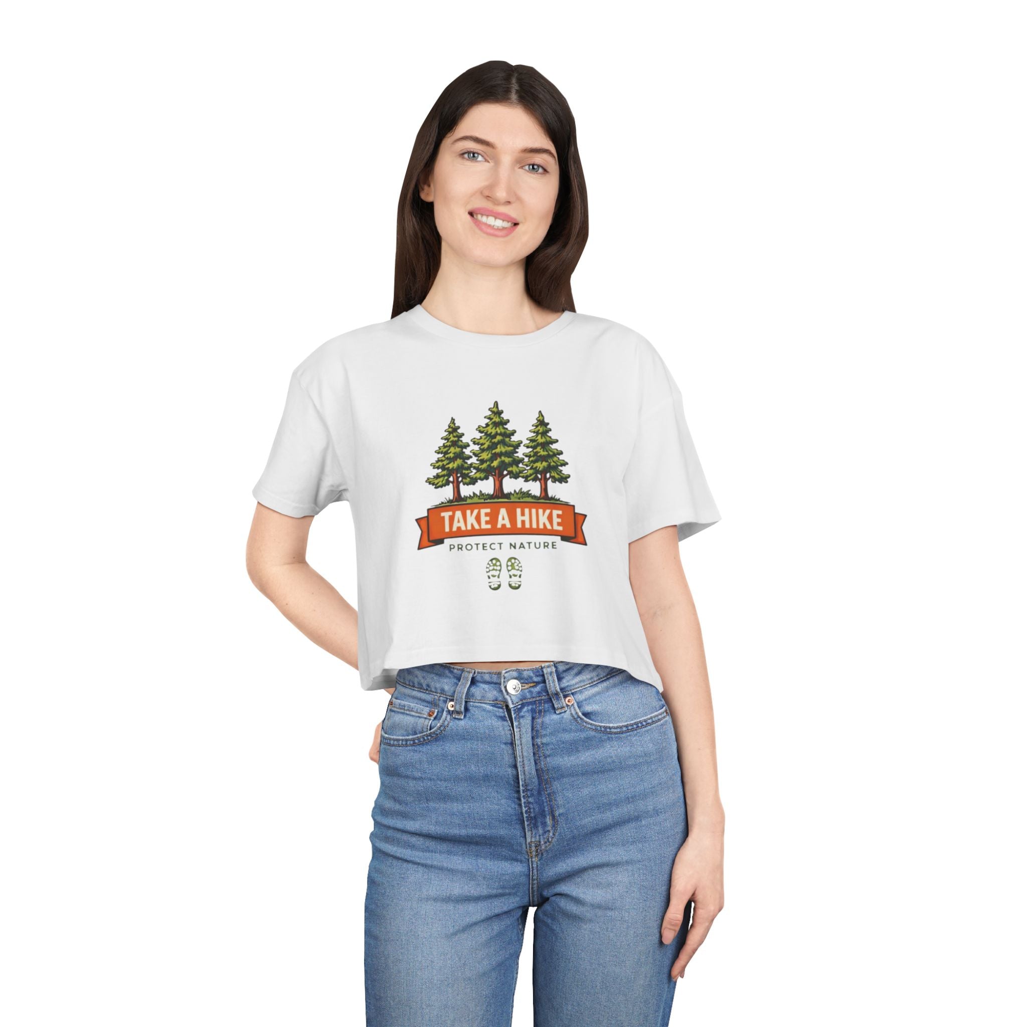 Take a Hike Crop Tee | Womens Outdoor Hiking Shirt | Protect Nature Graphic Top