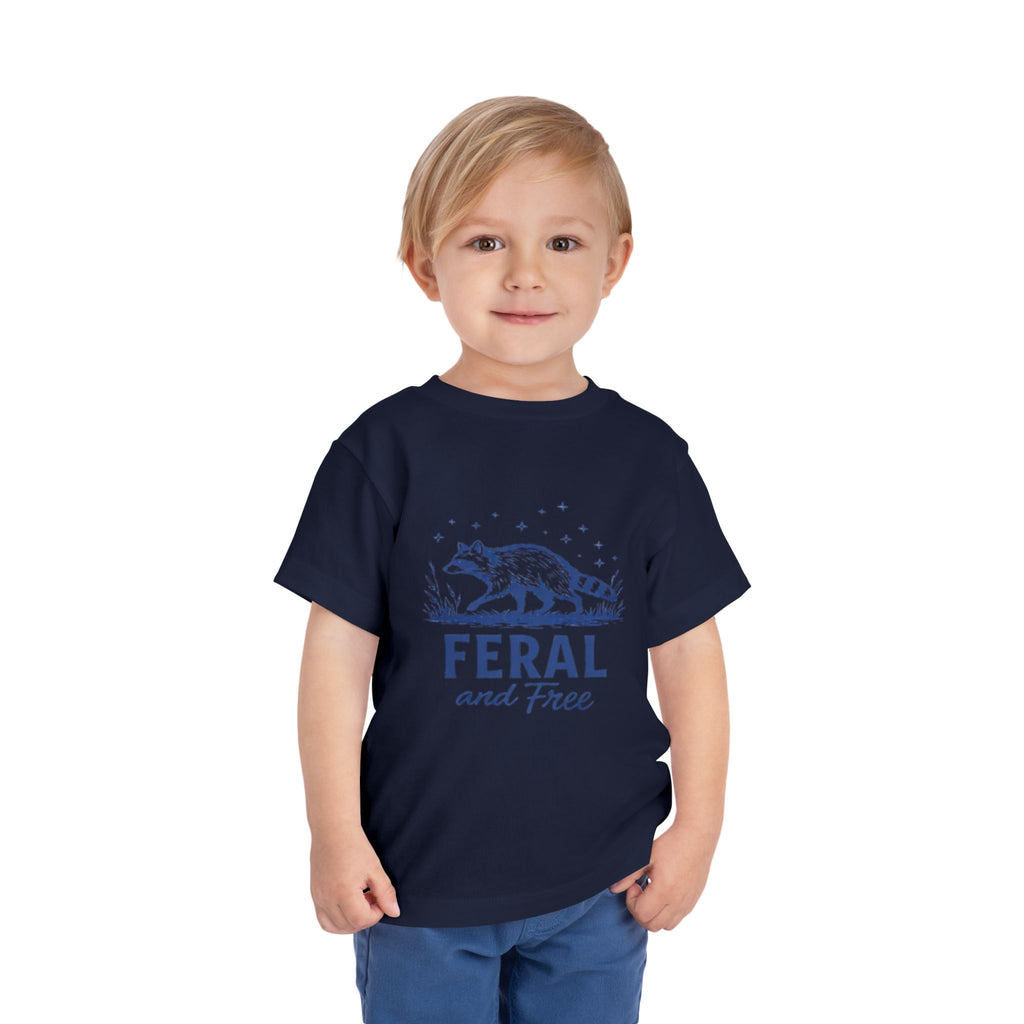 Toddler Tee | "Feral and Free" Raccoon Graphic