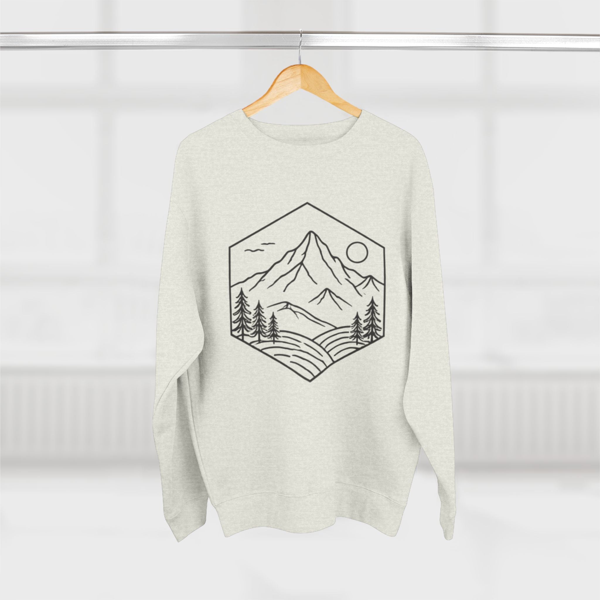 Mountain Hexagon Crewneck Sweatshirt | Minimal Outdoors Graphic