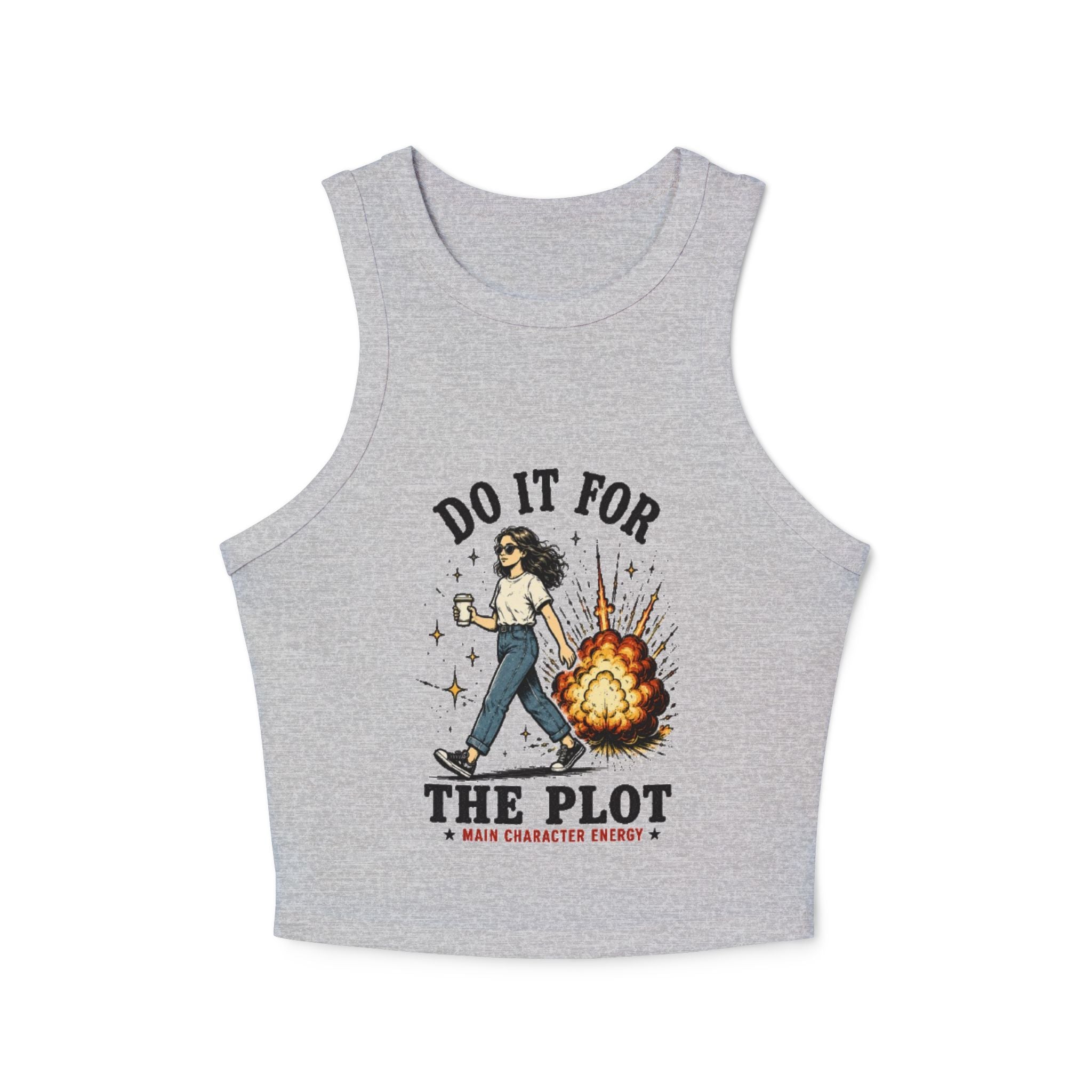 Do It For The Plot Womens Racer Tank | Main Character Energy Micro Rib Tank