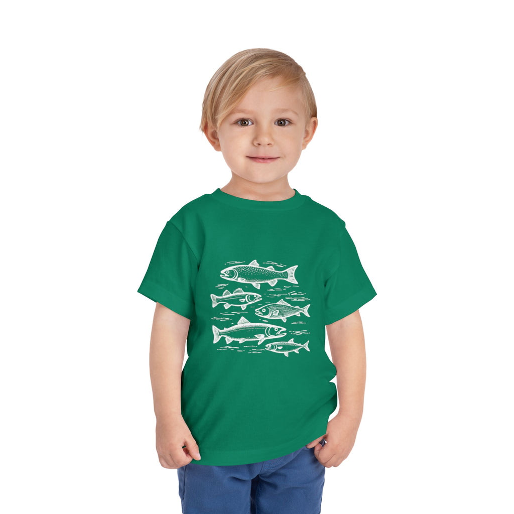 Toddler Tee | Vintage Fish Sketches Kids Short Sleeve Shirt