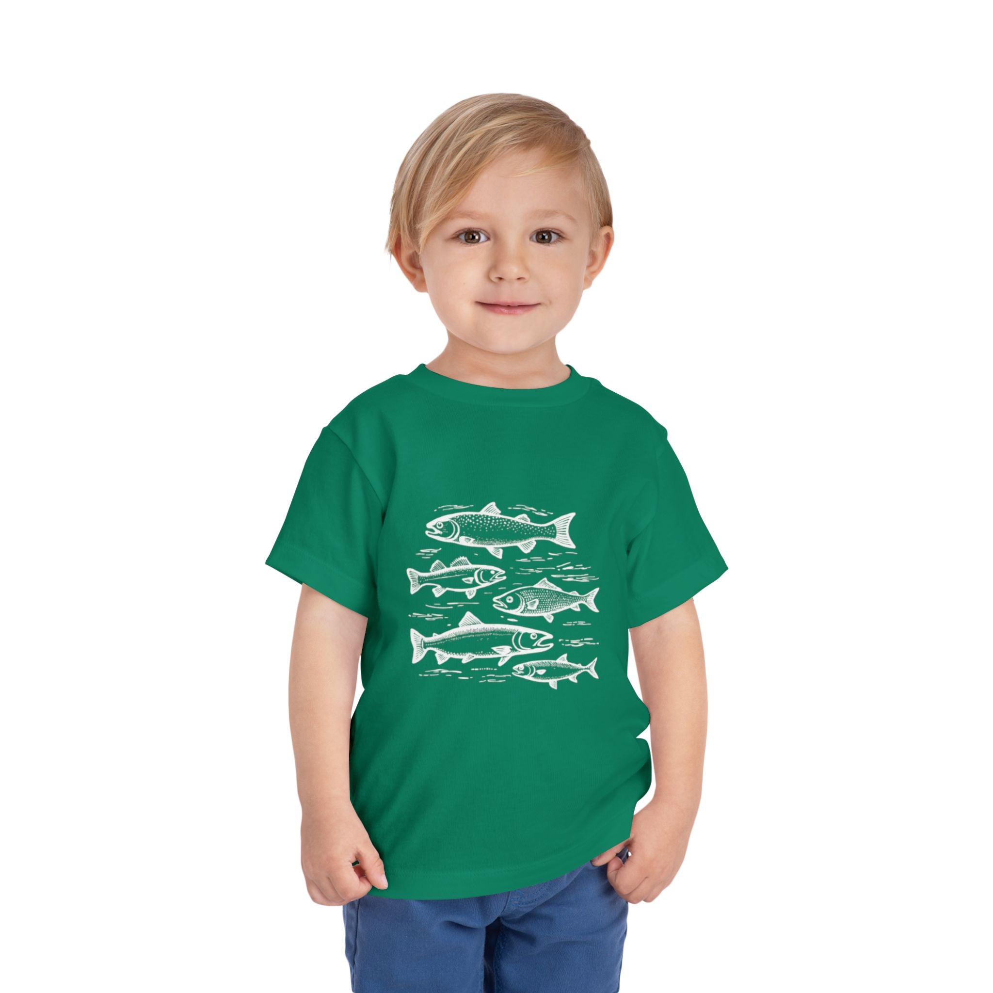 Toddler Tee | Vintage Fish Sketches Kids Short Sleeve Shirt