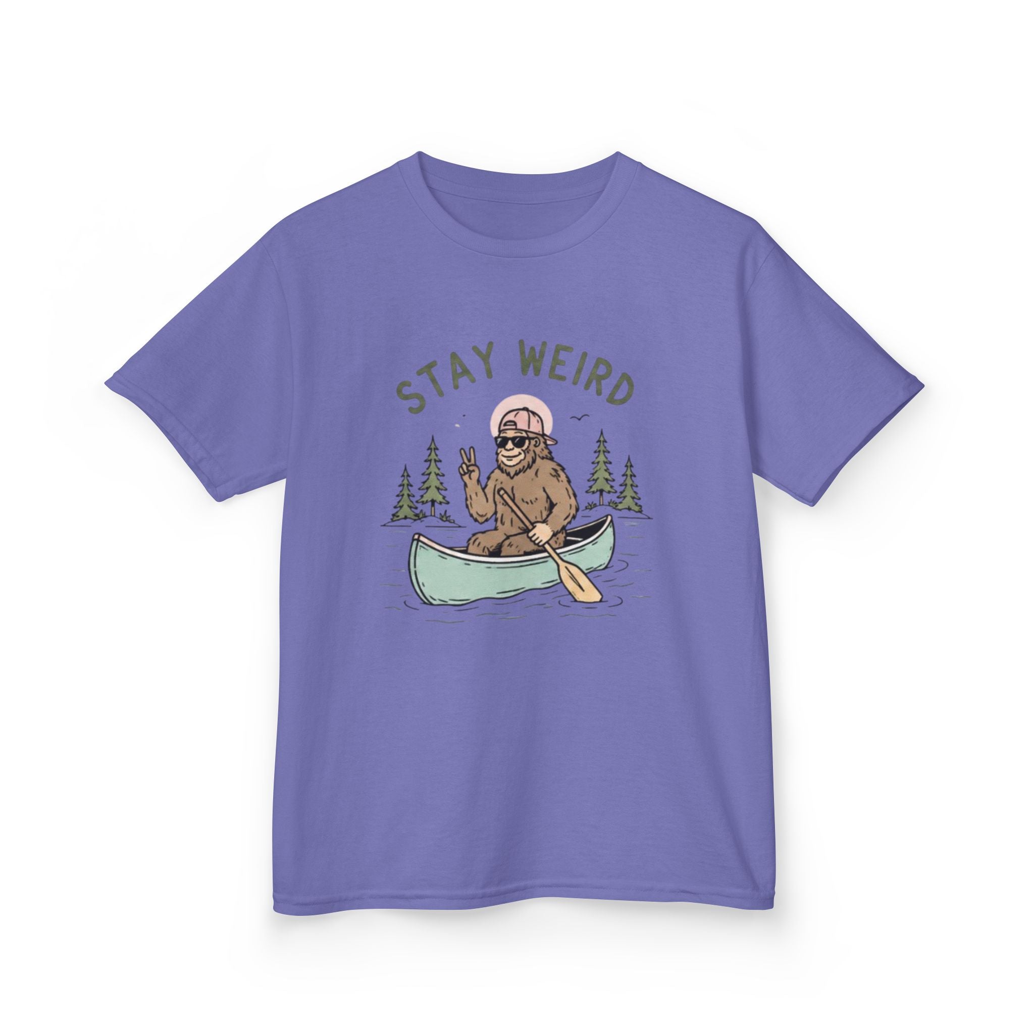 Kids Tee | "Stay Weird" Canoe Sasquatch Graphic