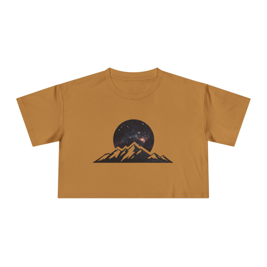 Crop Tee | Night Sky Mountain Graphic