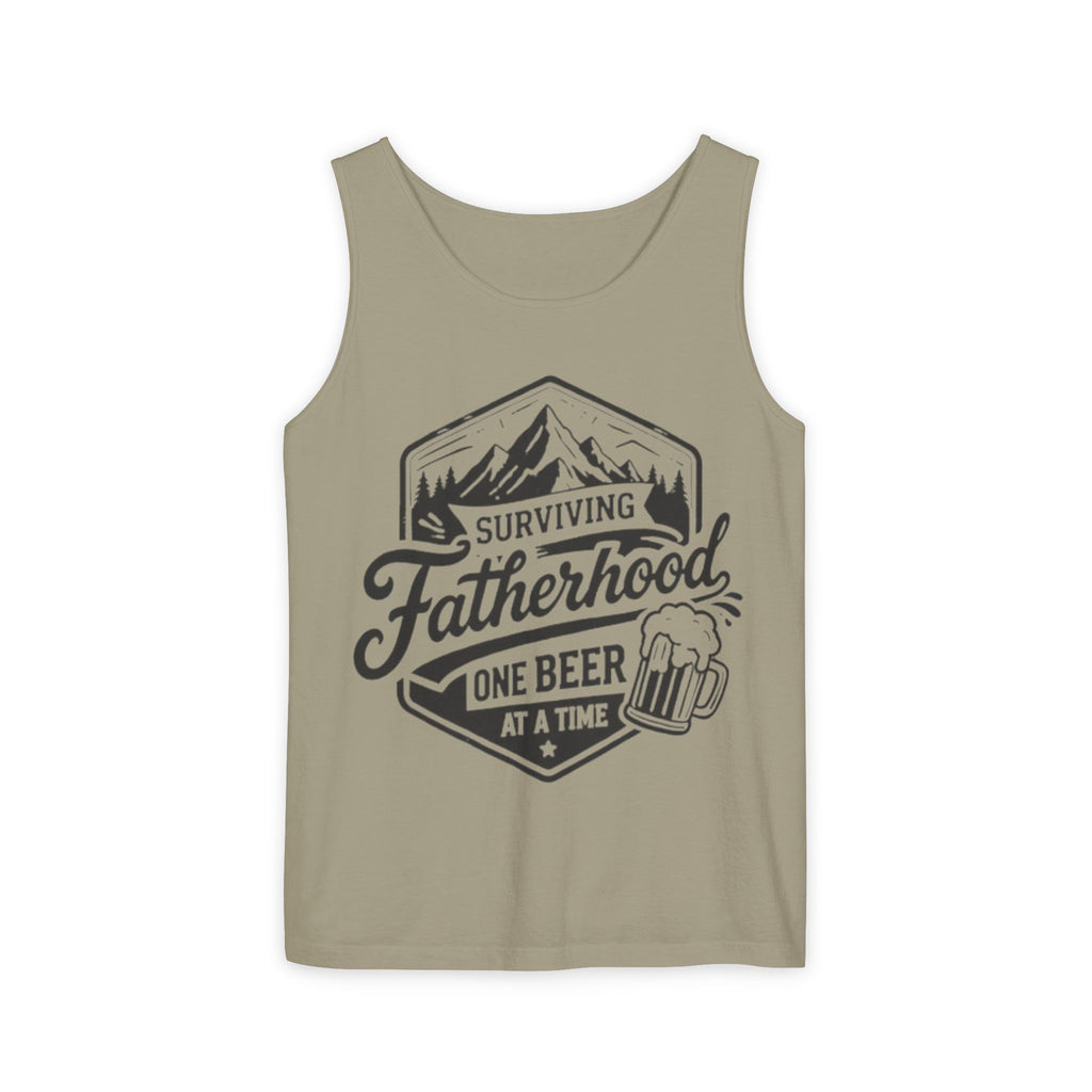 Fatherhood Tank Top | "Surviving Fatherhood One Beer at a Time" Graphic