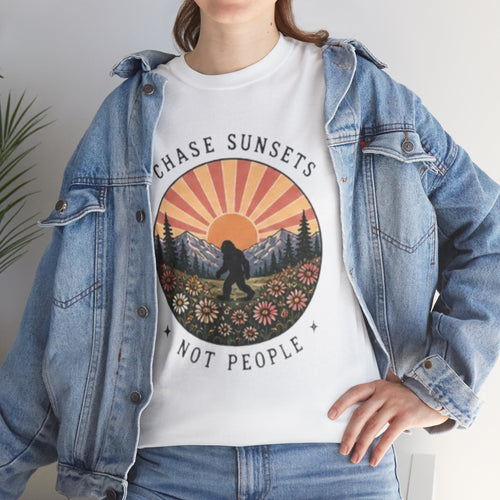 Chase Sunsets Not People Bigfoot Tee