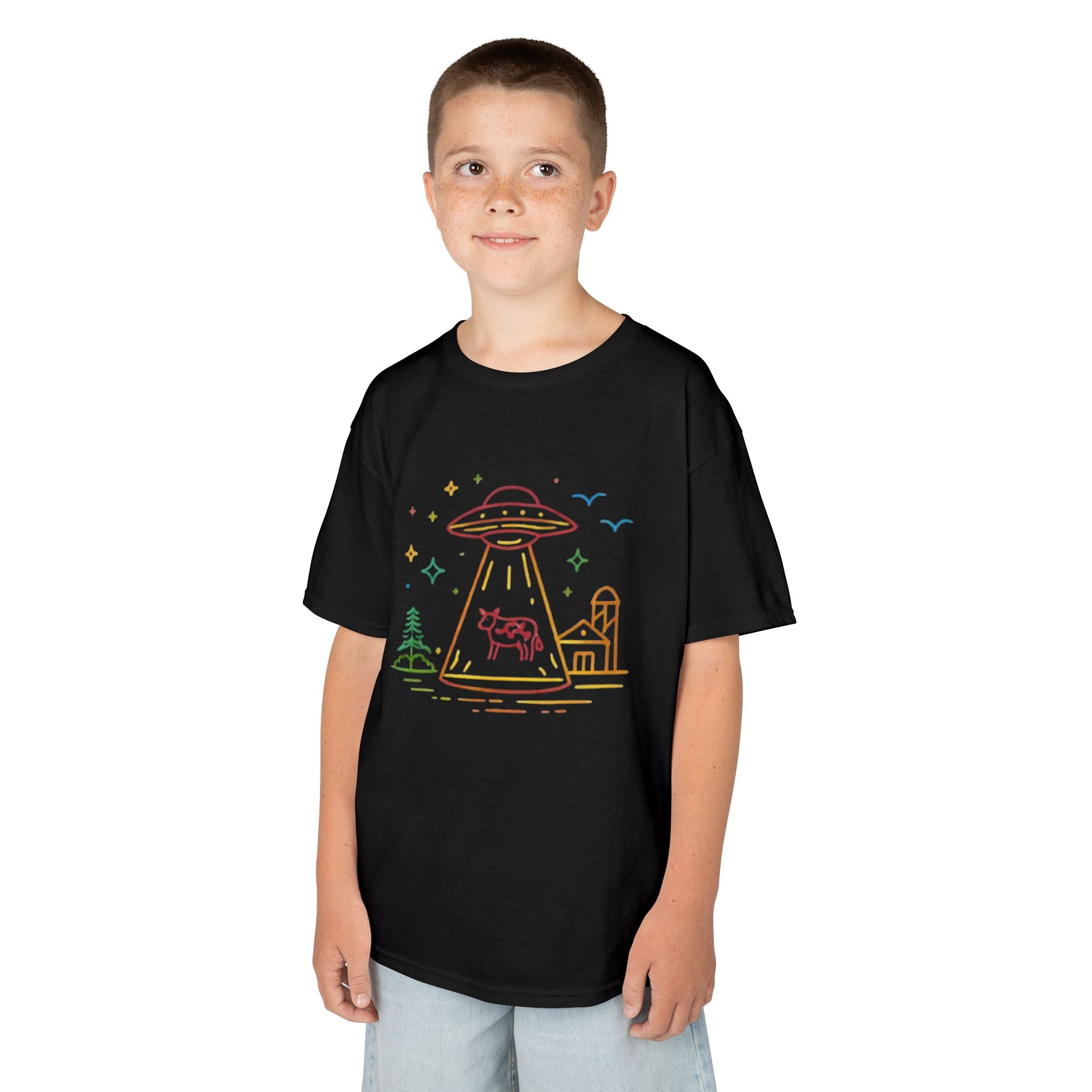 Kids T-Shirt | Pastel UFO Cow Abduction Design