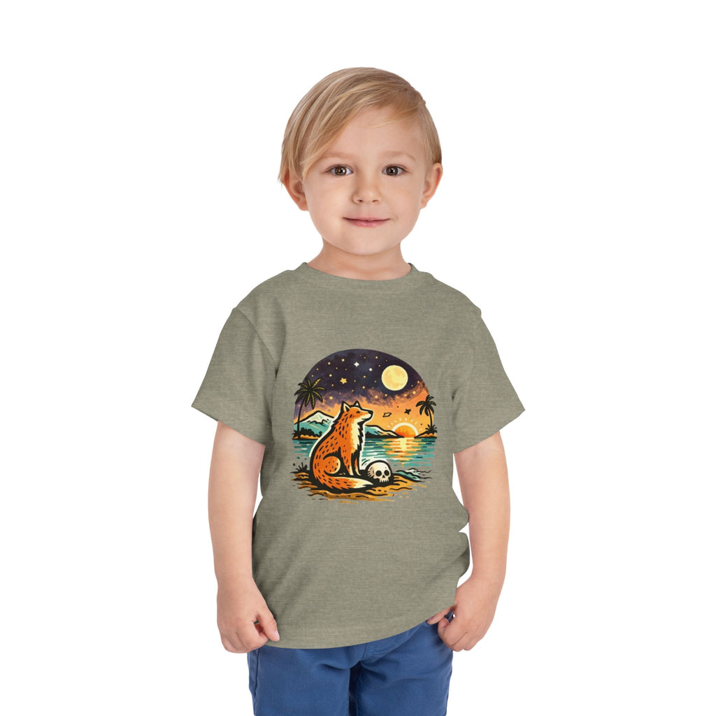 Toddler Tee | Fox Watching Sunset Beach Illustration