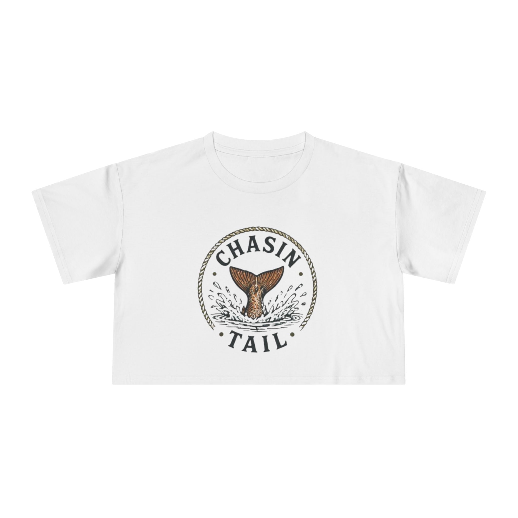 Crop Tee | "Chasin Tail" Fish Tail Graphic Top for Fishing Lovers