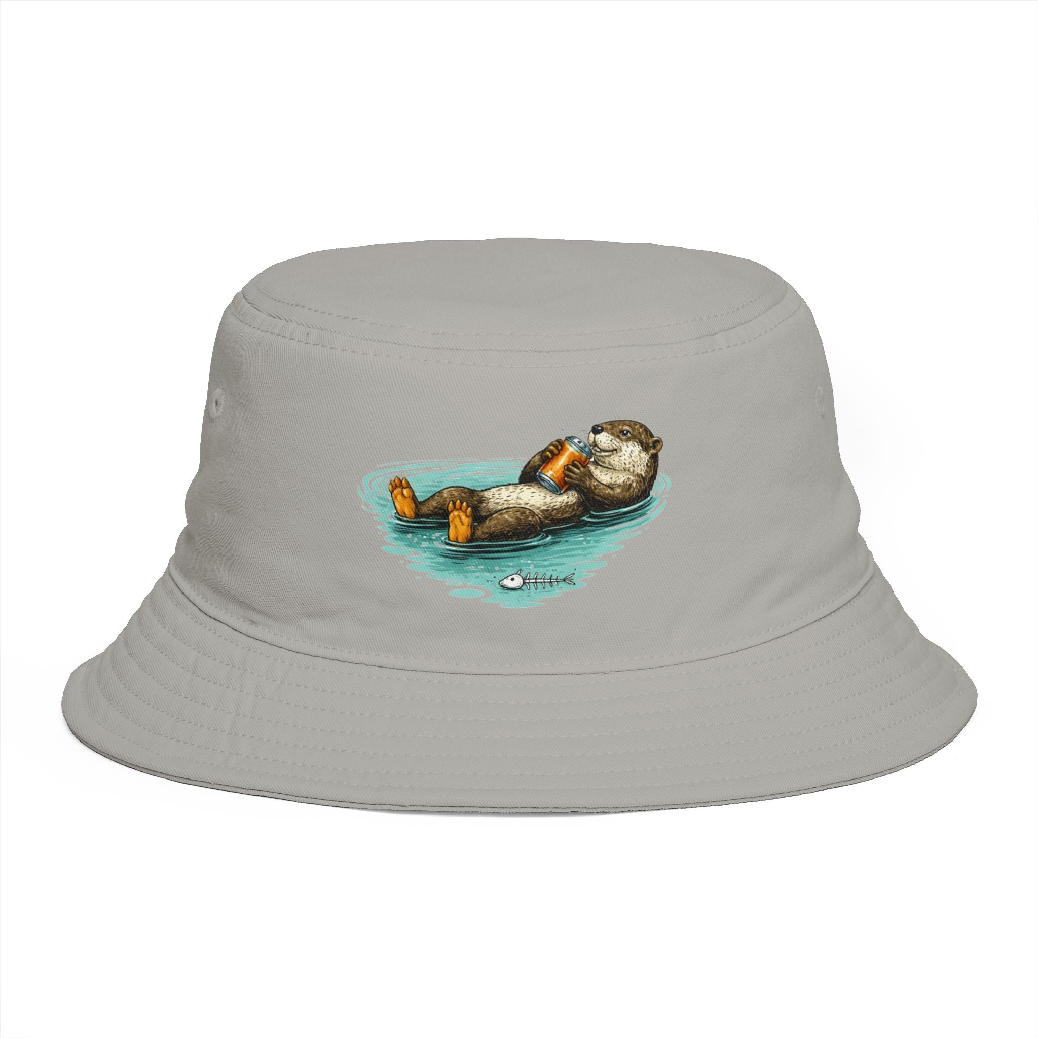 Otter Float Bucket Hat | Cute River Otter Relaxing on Water, Casual Outdoor Sun Hat
