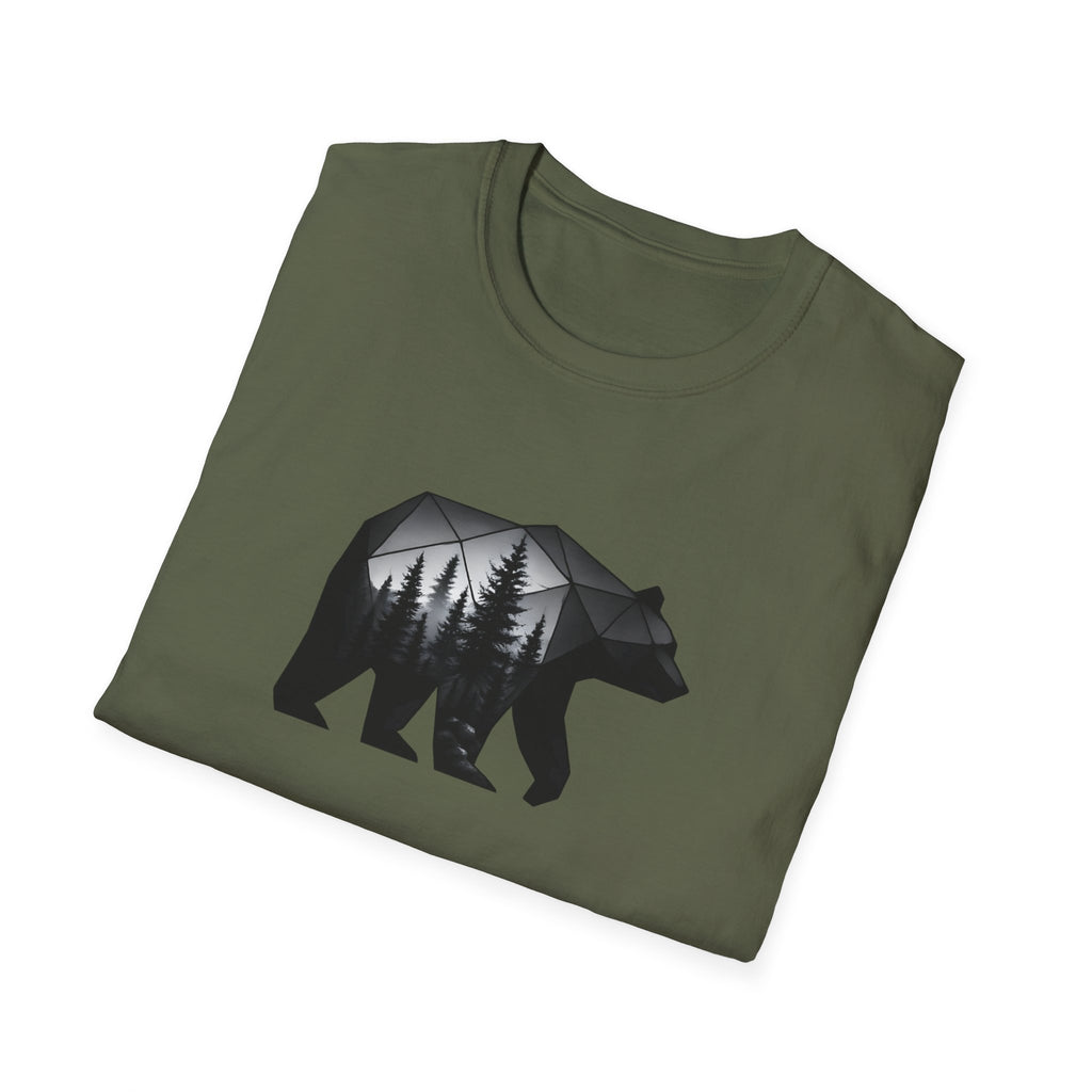 Geometric Bear Forest T-Shirt | Modern Nature Graphic Tee