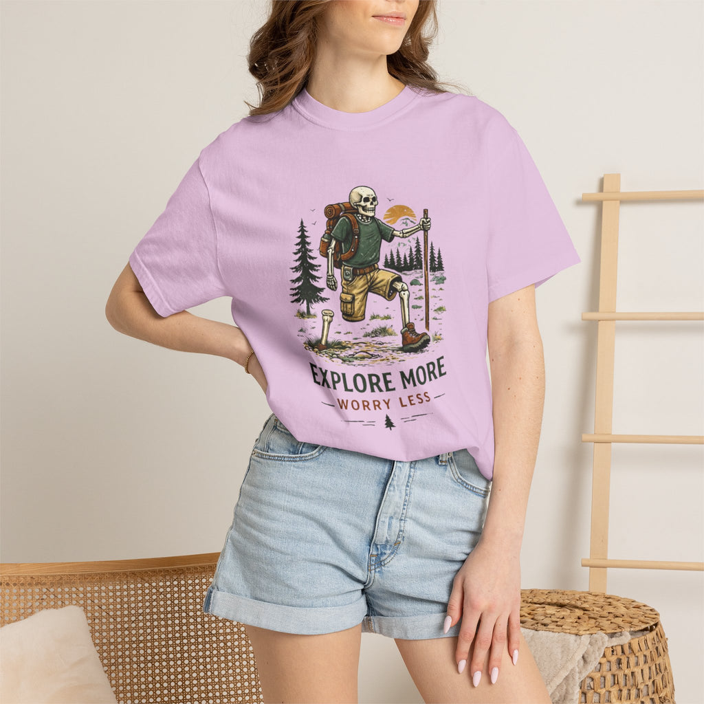 Explore More Worry Less T-Shirt | Adventure Hiking Graphic Tee