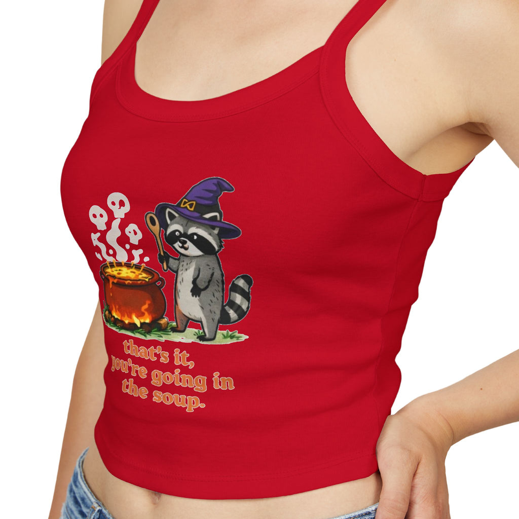 Witch Raccoon Tank Top | "Thats It, Youre Going in the Soup" Cute Halloween Crop