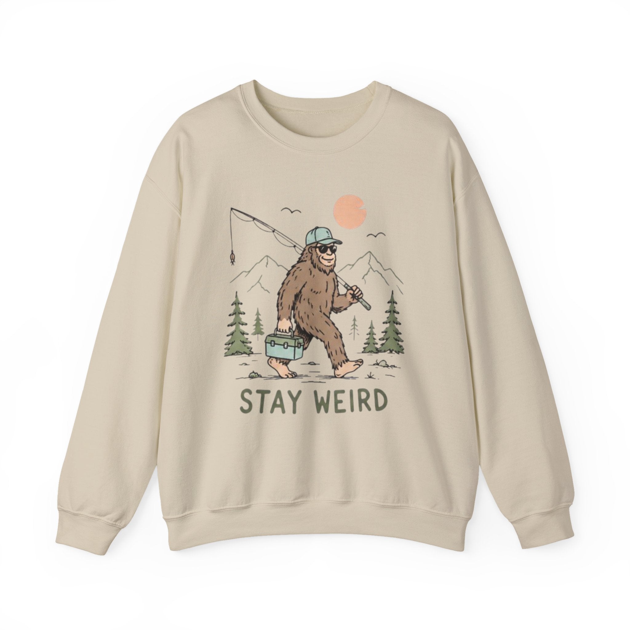 Stay Weird Bigfoot Fishing Sweatshirt