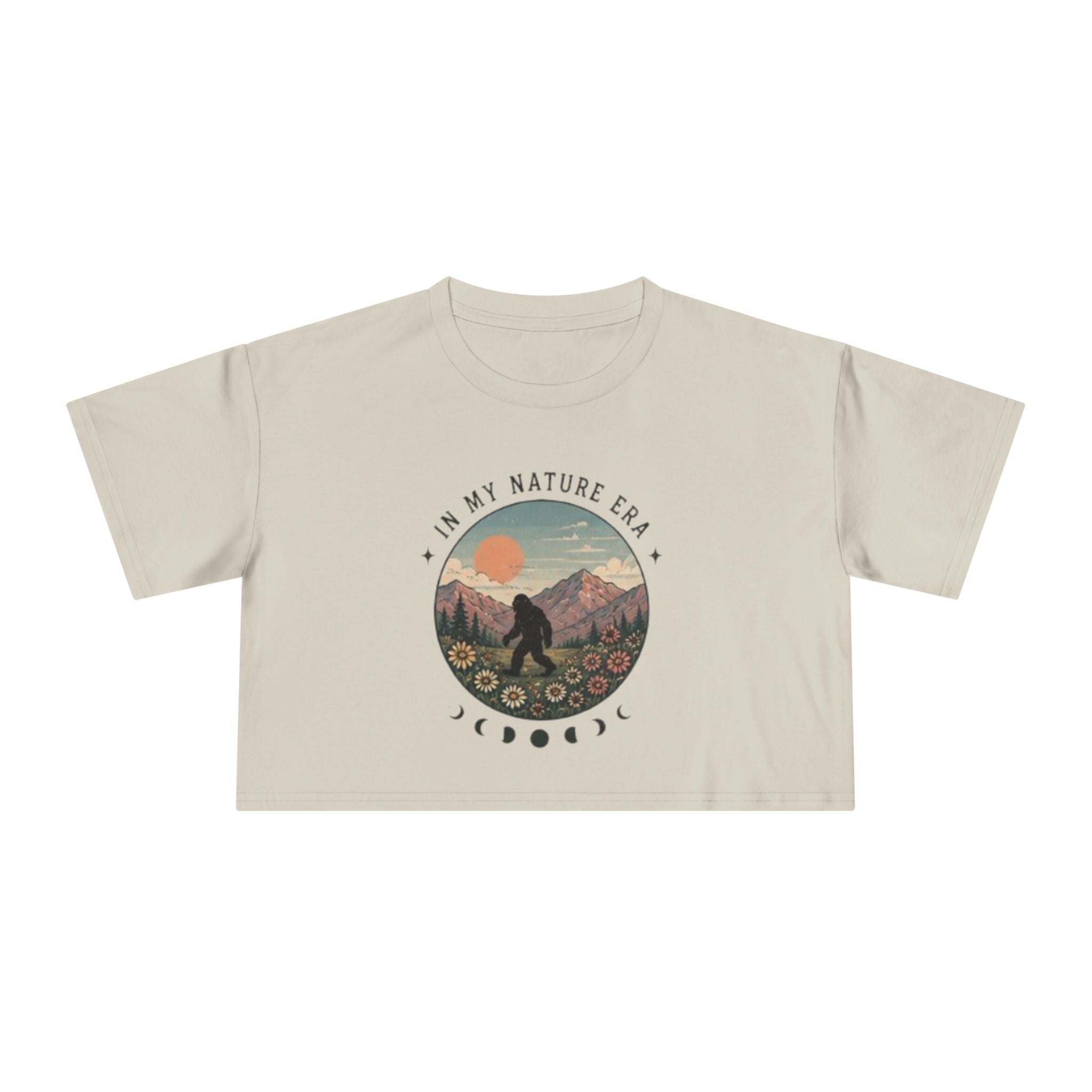 Nature Era Crop Tee | "I Am My Nature Era" Mountain & Sun Graphic