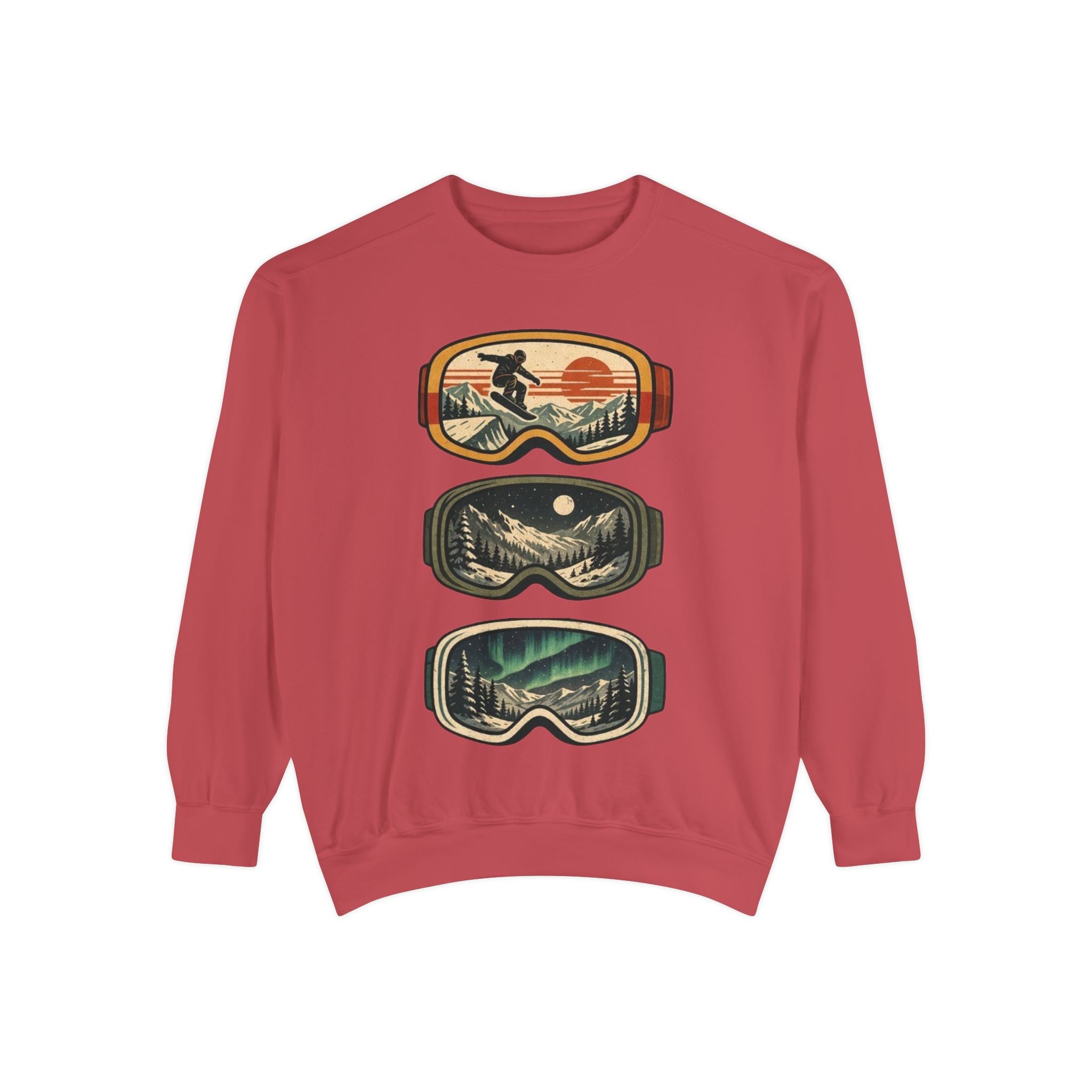 Snow Goggles Graphic Sweatshirt | Mountain Adventure Ski & Snowboard Crewneck