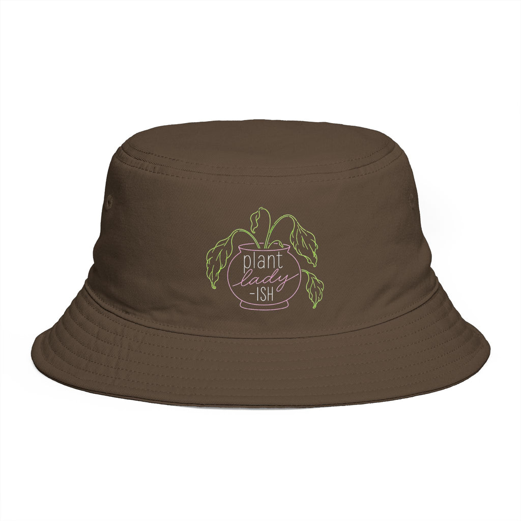 Plant Lady-ish Bucket Hat | Embroidered Green Leaf Garden Hat