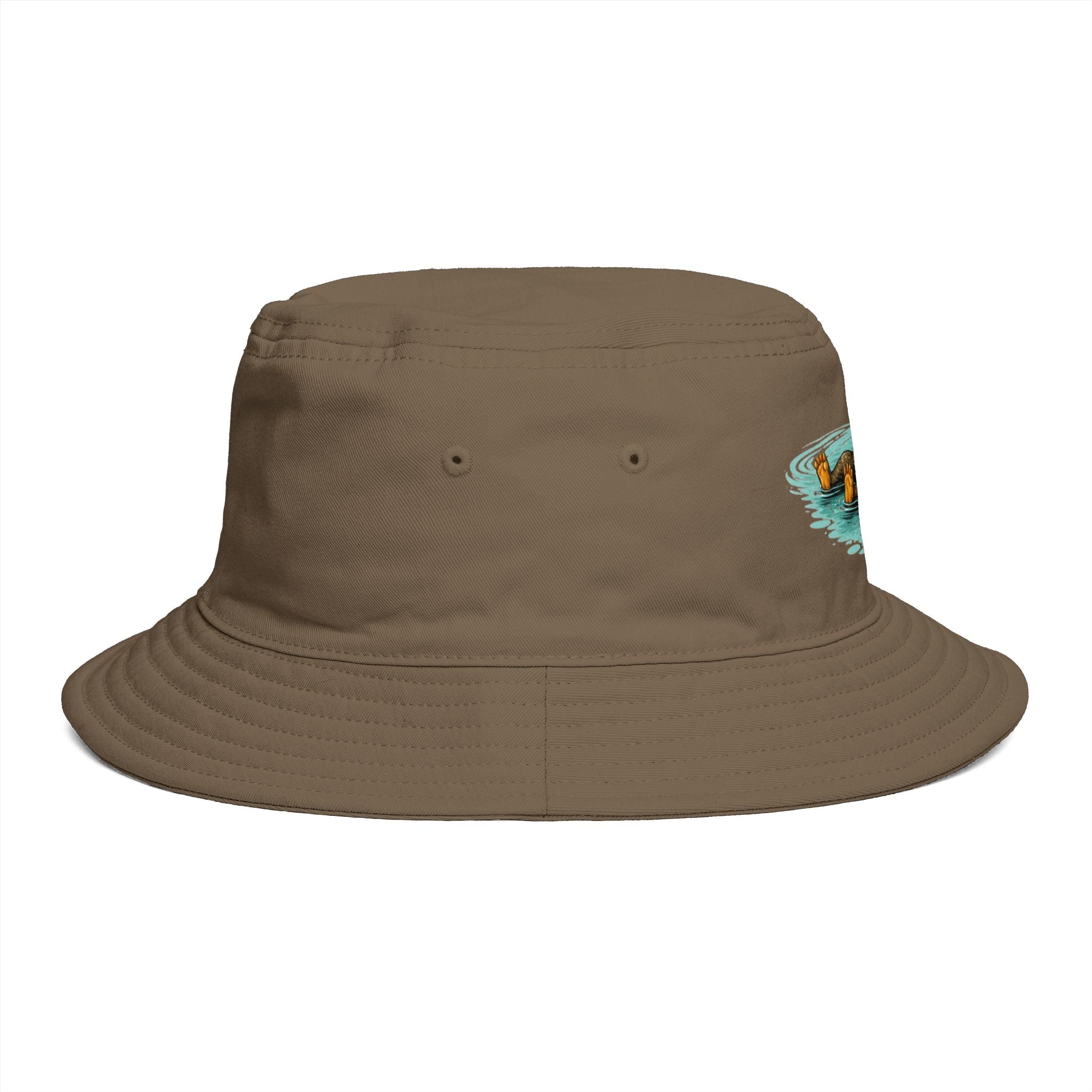 Otter Float Bucket Hat | Cute River Otter Relaxing on Water, Casual Outdoor Sun Hat