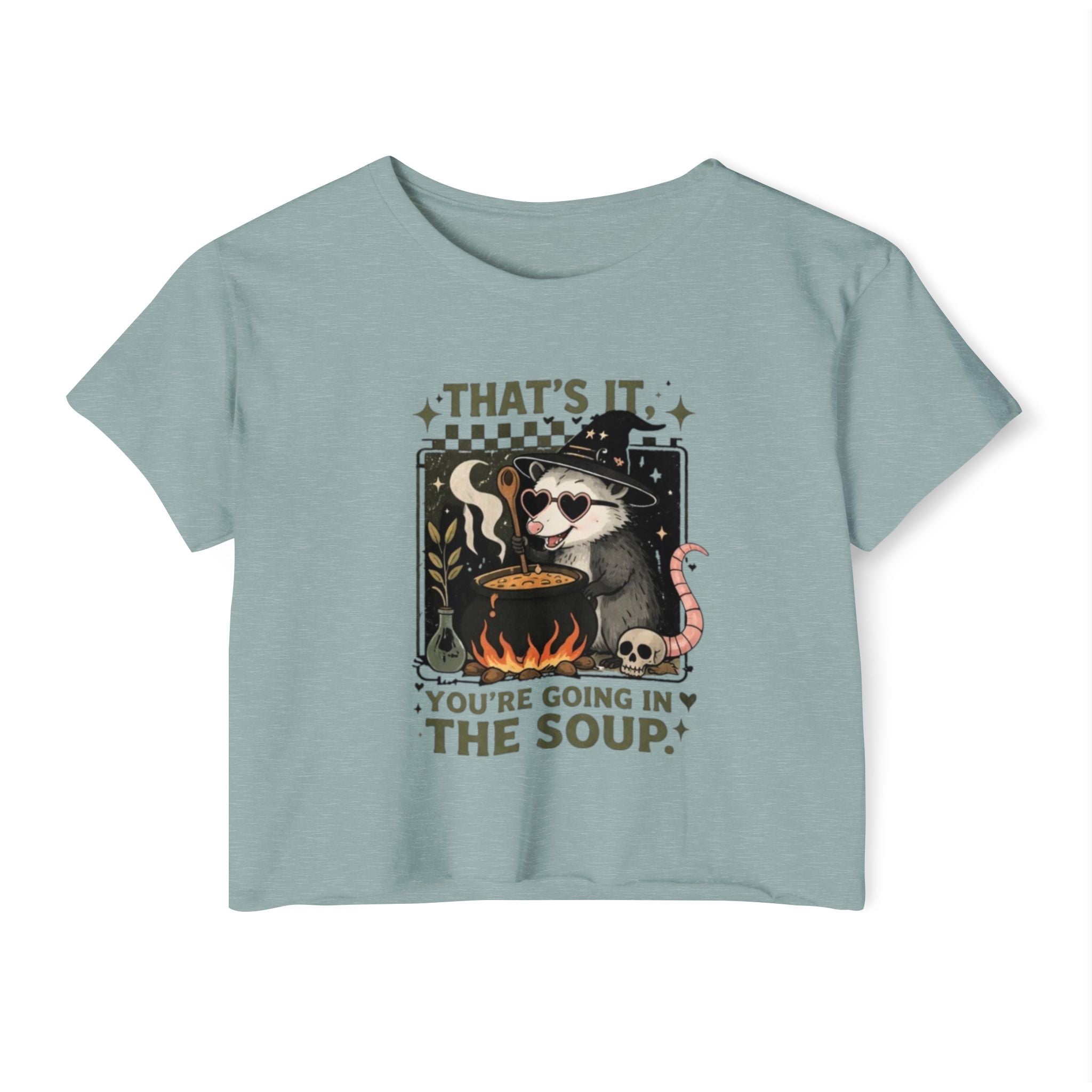 Witchy Opossum Crop Top | "Thats It, Youre Going in the Soup" Festival Tee