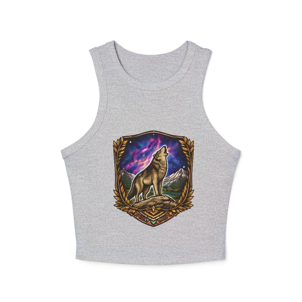 Wolf Crest Racer Tank Top | Northern Lights Graphic Crop Tank