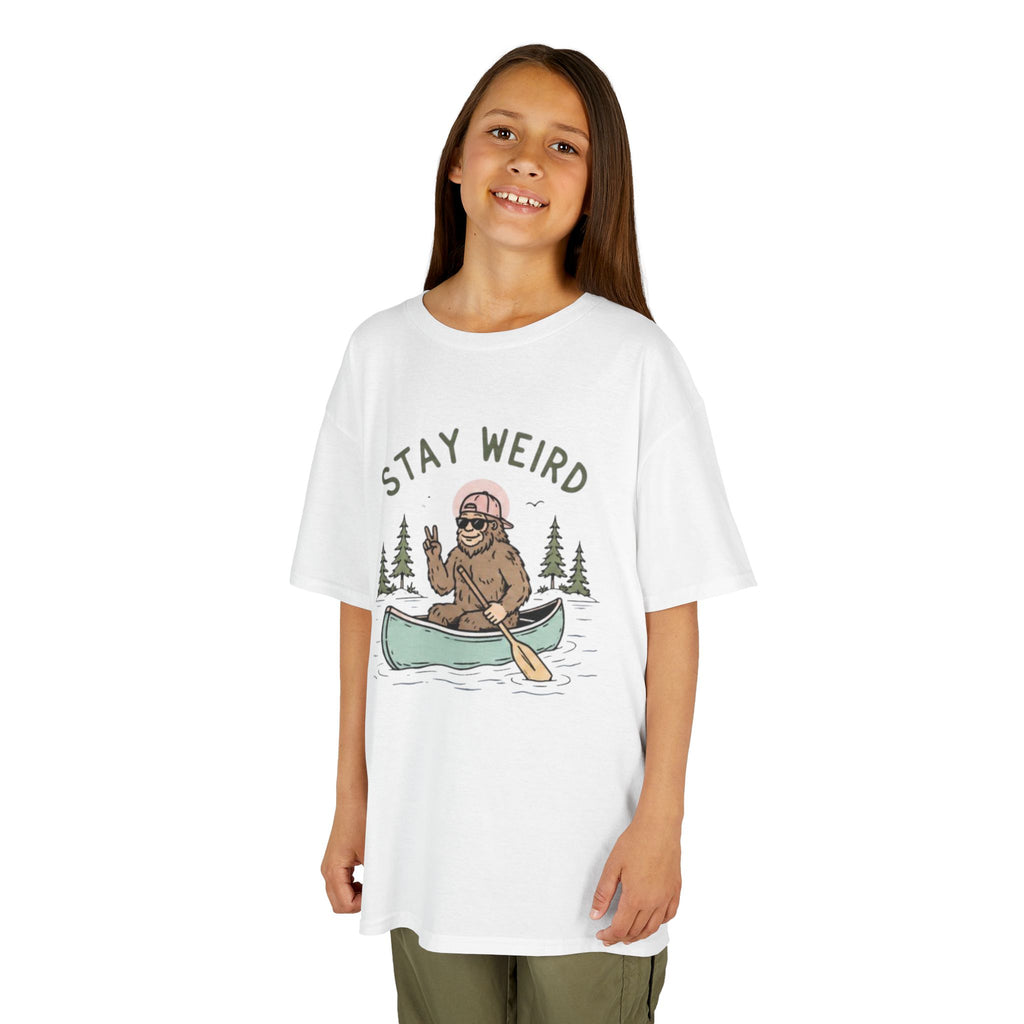Kids Tee | "Stay Weird" Canoe Sasquatch Graphic