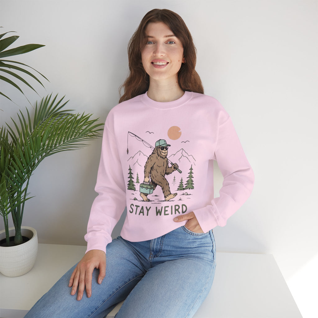 Stay Weird Bigfoot Fishing Sweatshirt