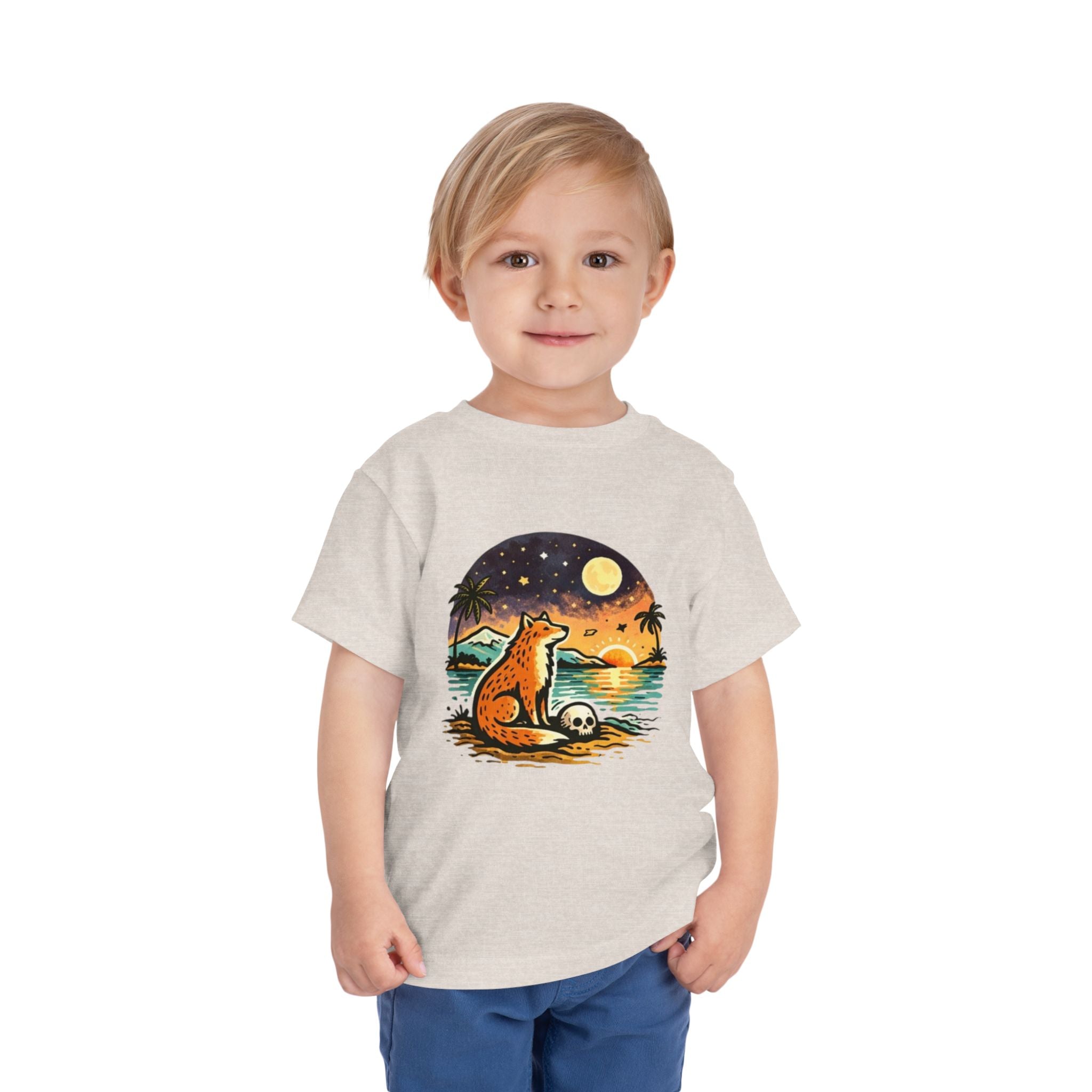 Toddler Tee | Fox Watching Sunset Beach Illustration