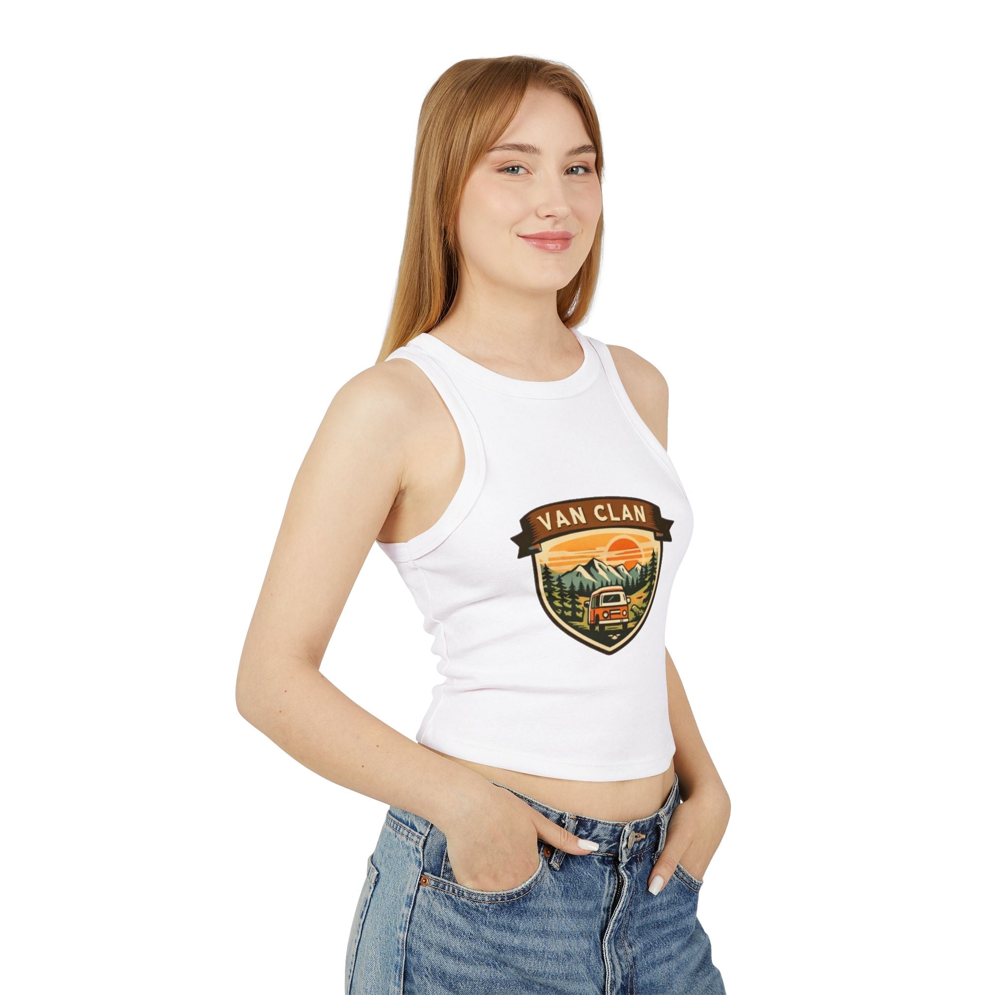 Van Clan Adventure Tank Top | Womens Outdoor Camper Badge Racer Tank