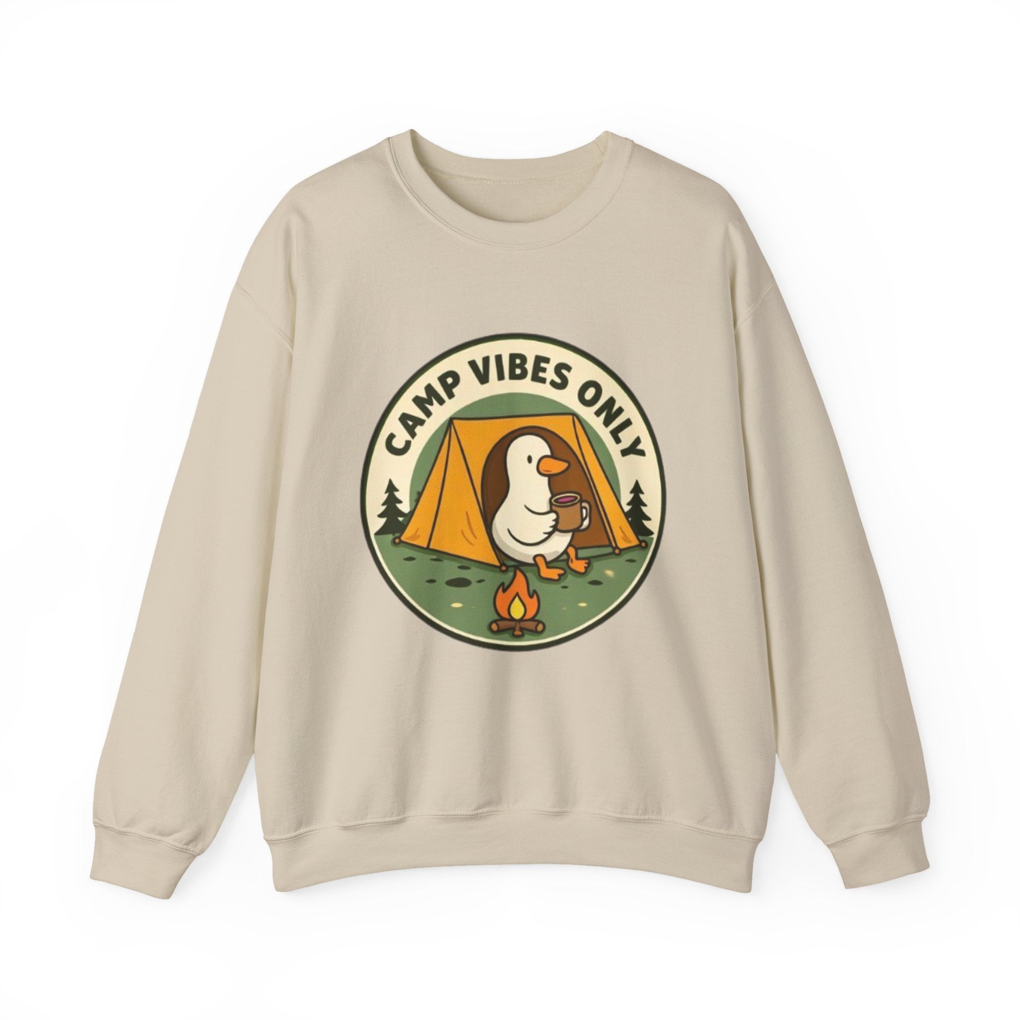 Camp Vibes Crewneck Sweatshirt | Cozy Camping Duck Graphic
