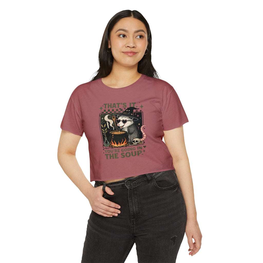 Witchy Opossum Crop Top | "Thats It, Youre Going in the Soup" Festival Tee