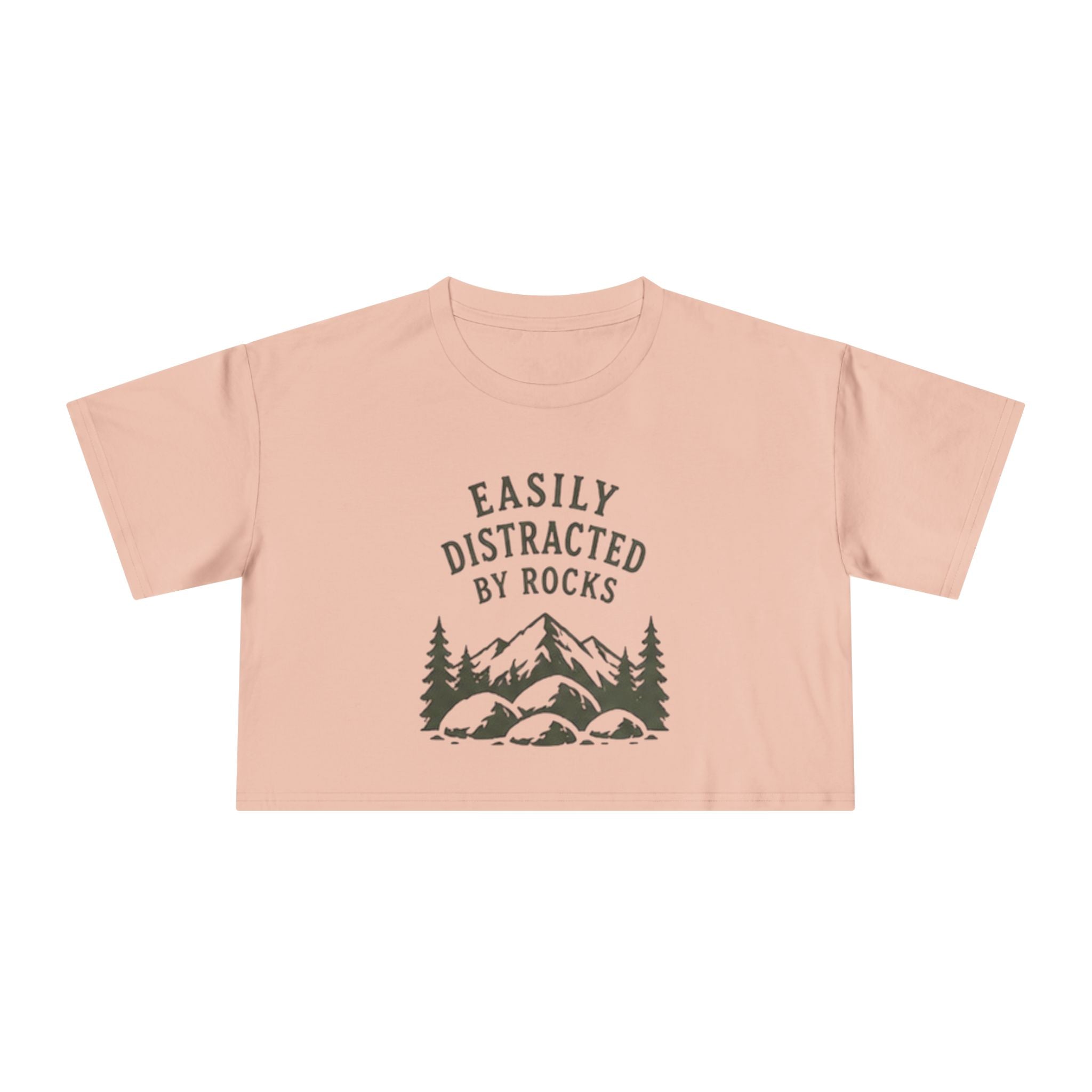 Crop Tee | "Easily Distracted by Rocks" Nature Crop Top for Rock Lovers